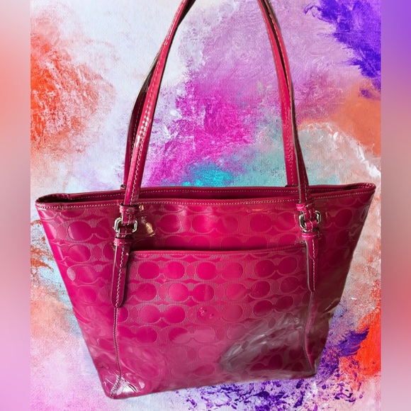 Coach Patent Leather Peyton Tote in Fuchsia - Picture 15 of 15